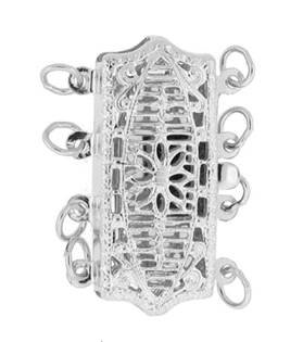 14kw 13x20mm 4 strands two sided rectangle filigree clasp