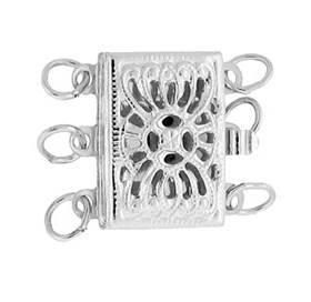 14kw 11x11mm 3 strands multi-strand two sided filigree rectangle clasp