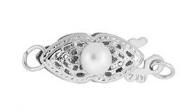 14kw 6x15mm 1 strand pearl filigree fish hook clasp