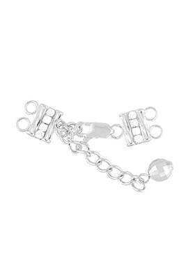 sterling silver 6x8mm crystal adjustable bar clasp with chained mirror bead end