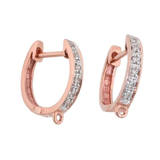 14kr 11mm/r 6pts/12pcs diamond euro leverback with closed ring