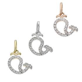 14K Diamond Whale Charms