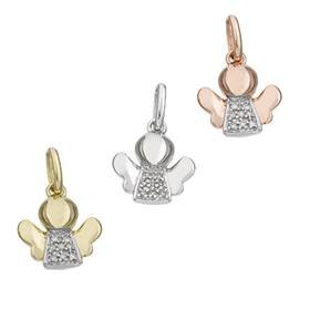 14K Diamond Angel Charms