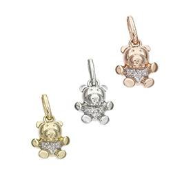 14K Diamond Bear Charms
