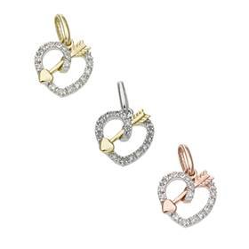 14K Diamond Arrow In Heart Charms