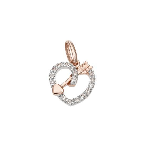 14kr 10mm 16dia.7pts arrow in heart charm