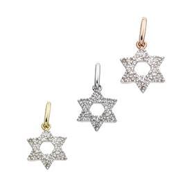 14K Diamond Jewish Star Charms (C)