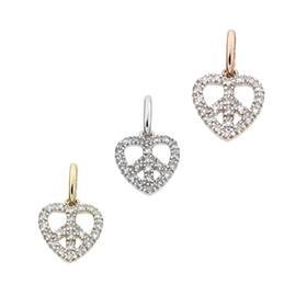 14K Diamond Heart Of Peace Charms