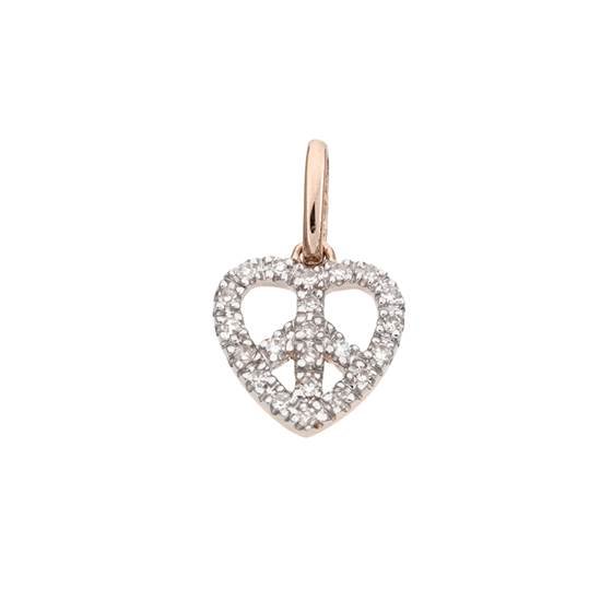 14kr 10mm 9pts/22pcs heart of peace charm
