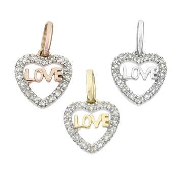 14K Diamond Heart Charms (D)
