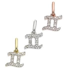 14K Diamond Gemini Charms