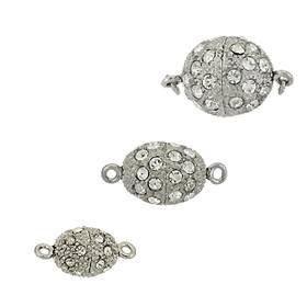 BASE METAL RHINESTONES OVAL CLASPS 28606-BM