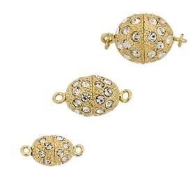 BASE METAL RHINESTONES OVAL CLASPS 28606-BM