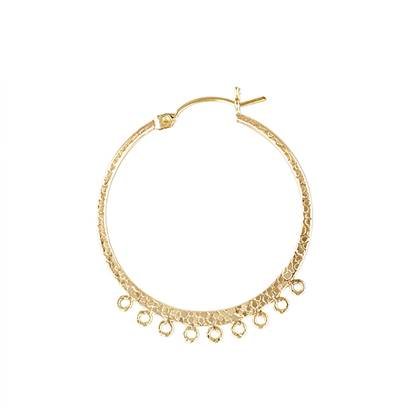 Gold Filled Hammer Hoop Earring With Ring