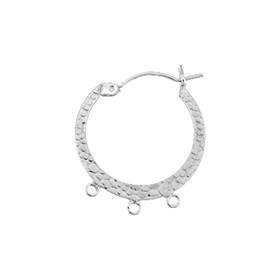 Sterling Silver 3 Ring Hoop Hammered Earring