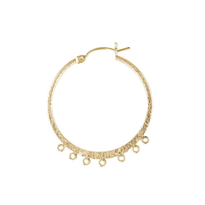 gf 35mm/7r textured hoop click earring with ring