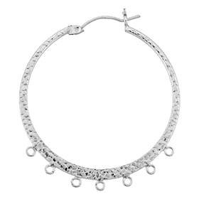 ss 35mm/7r textured hoop click earring with ring