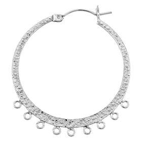 ss 35mm/9r textured hoop click earring with ring