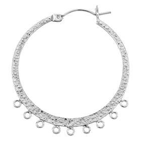 ss 35mm/9r textured hoop click earring with ring