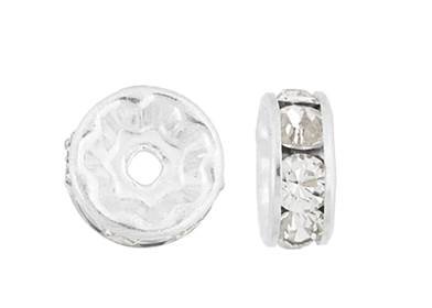8mm silver plated crystal round rondelle