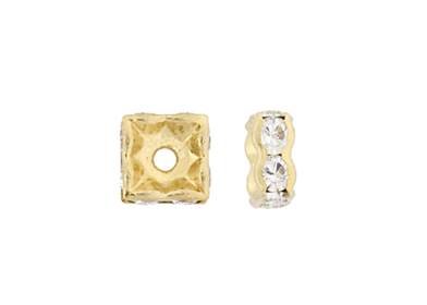 8mm gold plated crystal square rondelle