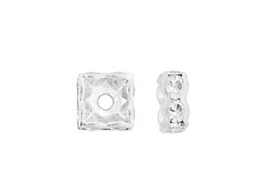 8mm silver plated crystal square rondelle