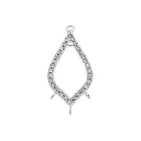 rhodium sterling silver 25x13mm rhodium plated cubic zirconia pear centerpiece