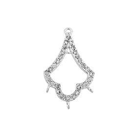 rhodium sterling silver 24x14mm rhodium plated cubic zirconia bell centerpiece