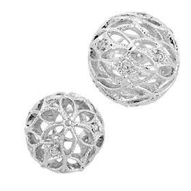 Rhodium Plated Sterling Silver Filigree Ball Beads