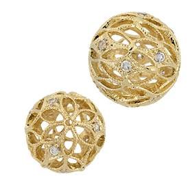 Vermeil Cubic Zirconia Ball Filigree Bead