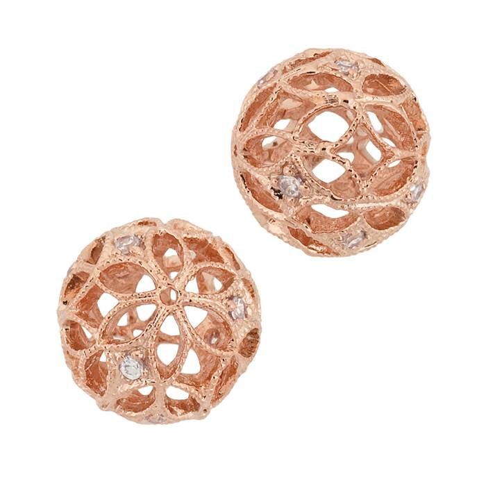10mm cubic zirconia filigree round bead