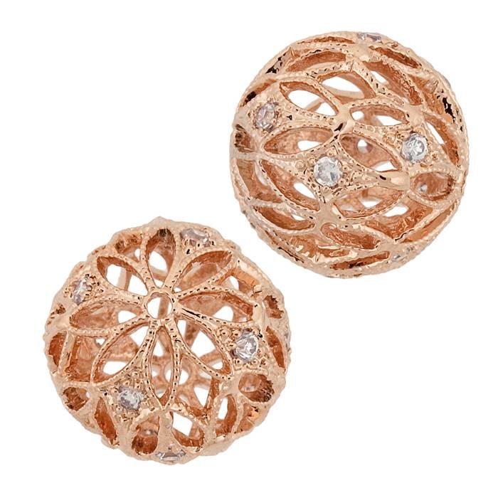 8mm cubic zirconia filigree round bead