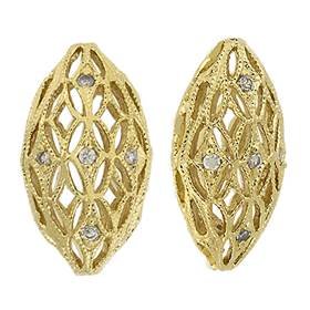 vermeil 18x10mm cubic zirconia filigree oval bead