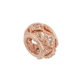 rose gold vermeil 10.5mm cubic zirconia filigree roundel bead