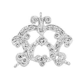 rhodium sterling silver 20mm rhodium plated cubic zirconia filigree centerpiece