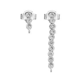 Rhodium Sterling Silver Stud Drop Earring