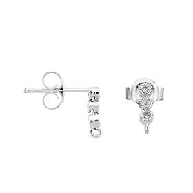 rhodium sterling silver rhodium plated cubic zirconia drop earring