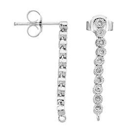 rhodium sterling silver rhodium plated cubic zirconia drop earring