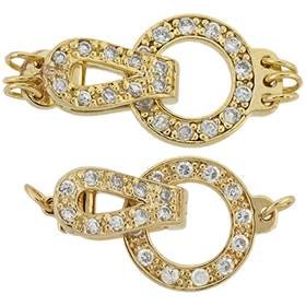 Gold Vermeil Cubic Zirconia Fold-Over Circle Clasp