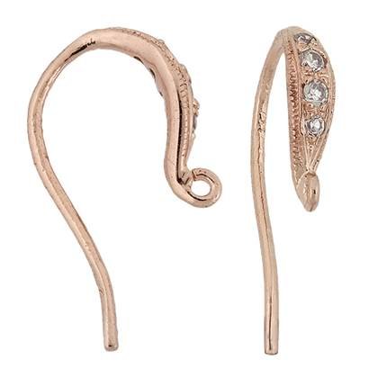 rose gold vermeil 4 cubic zirconia earwire earring