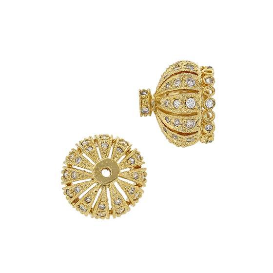 vermeil 9.5mm cubic zirconia filigree bead cap