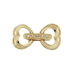 vermeil 16x9mm cubic zirconia heart fold over clasp