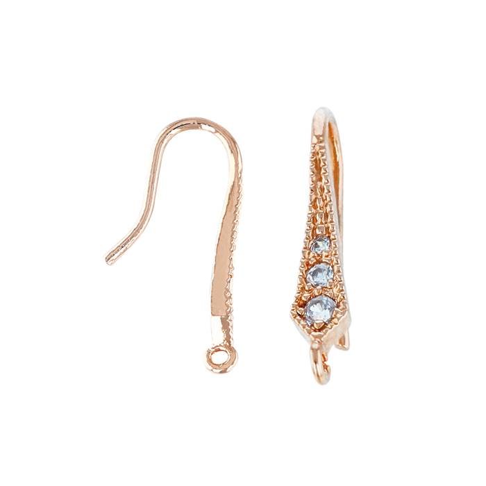 3 cubic zirconia earwire earring