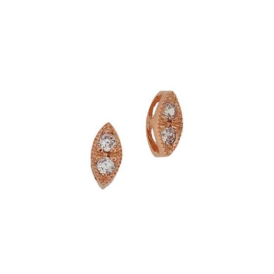 rose gold vermeil 6x3mm 2 cubic zirconia marquise connector
