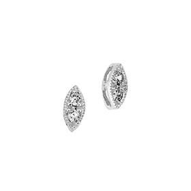 rhodium sterling silver 6x3mm 2 cubic zirconia marquise connector