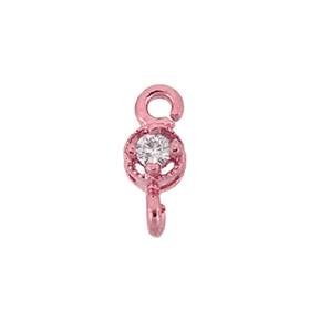 rose gold vermeil 7.35x2.75mm 1 cubic zirconia round connector