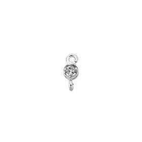 rhodium sterling silver 7.35x2.75mm 1 cubic zirconia round connector