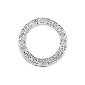 rhodium sterling silver 15mm rhodium plated cubic zirconia circle connector