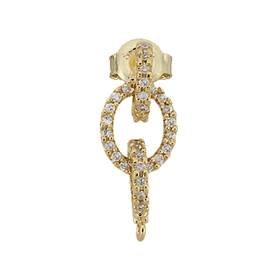 vermeil 20x8mm cubic zirconia drop earring with ring