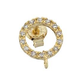 vermeil 10mm with ring cubic zirconia stud circle earring with ring